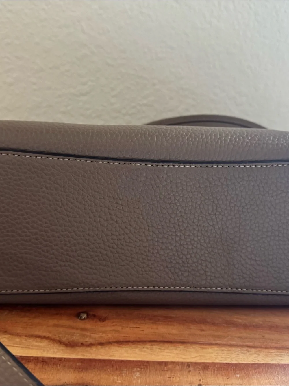 Coach Pebbled Leather Shoulder Bag in Dark Stone with gunmetal hardware